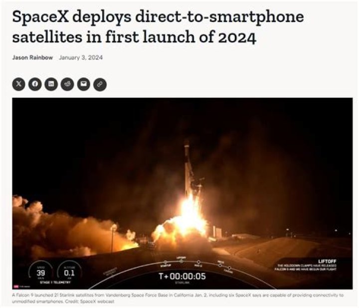 SpaceX deploys direct-to-smartphone satellites in first launch of 2024